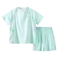 thumbnail image 1 of XXWXYD Toddler Baby Boy Girl Summer Outfits Cotton Short Sleeve Solid T-shirt Top Casual Shorts Neutral Spring Clothes Comfy Breathable Beach Set, 1 of 6
