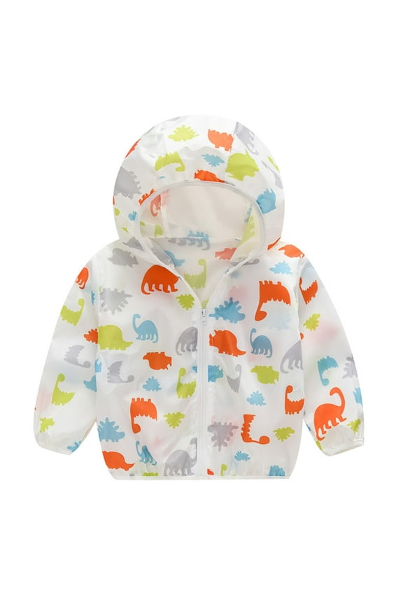 Toddler Baby Boys Cartoon Dinosaur Print Hooded Jacket Long Sleeve Windproof Coat Zip Up Trench Windbreaker Outerwear Fall Spring Winter Warm Casual Playground