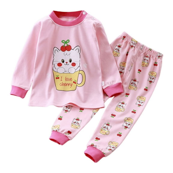 XXWXYD Toddler Baby Boys Girls Cotton Pajamas Set Long Sleeve 𝖢artoon Print Sleepwear Casual Comfy Tops and Pants Outfit for Kids Playtime Home Wear