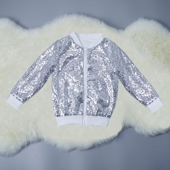 XXWXYD Toddler Baby Boys Girls Windproof Casual Jacket, Sequins Glitter Long Sleeve Zipper Coat for Fall Winter Outdoor Playtime Activities
