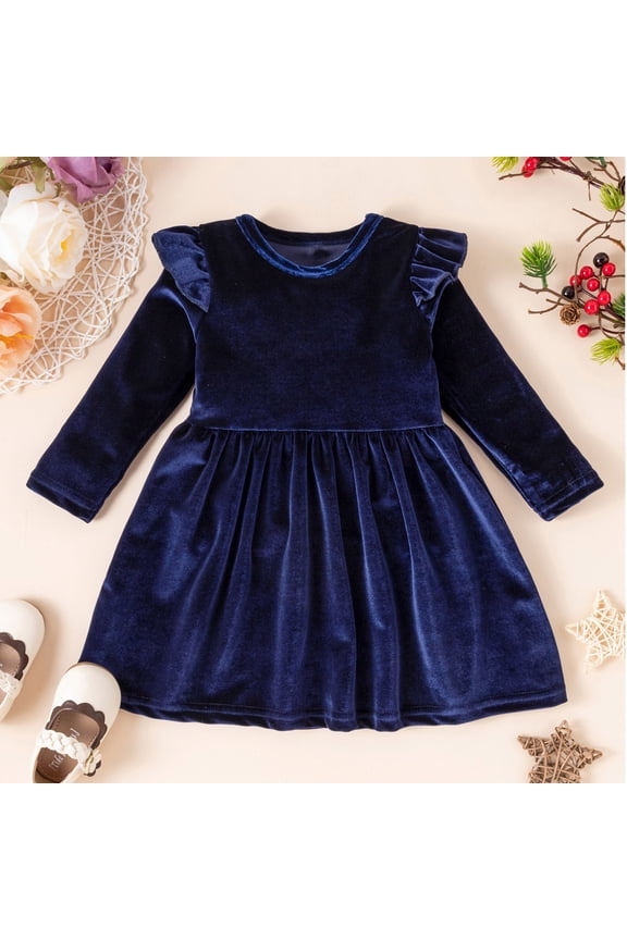 Toddler Baby Girl Christmas Velvet Dress Long Sleeve Holiday Par𝗍y, Festive Winter Red Velvet Gown, Kids Seasonal Pageant Dress