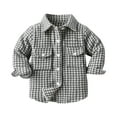 thumbnail image 1 of XXWXYD Toddler Baby Girls Boys Plaid Flannel Shirt Jacket Long Sleeve Lapel Button Down Shacket Coats Fall Winter Casual Kids Outerwear Warm Flece Cozy Fit, 1 of 7
