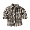 thumbnail image 1 of XXWXYD Toddler Baby Girls Boys Plaid Flannel Shirt Jacket Long Sleeve Lapel Button Down Shacket Coats Fall Winter Casual Kids Outerwear Warm Flece Cozy Fit, 1 of 8
