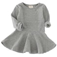 thumbnail image 1 of XXWXYD Toddler Baby Girls Long Sleeve Cotton Dress Solid 𝖱uffle Tops Comfortable Soft Casual Play 𝖱uffled Bodice Baby Dress Outfit Daily Wear Baby Cotton Gown, 1 of 4