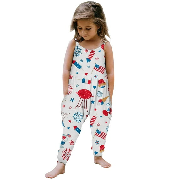 XXWXYD Toddler Baby Girls Romper Jumpsuit Sleeveless Adjustable Strap Summer Outfit with Pockets Comfortable Playwear for 1-6 Years Lightweight