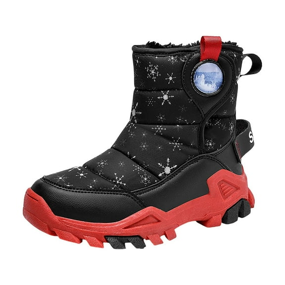 XXWXYD Toddler Boots Girl Boys Snow Boots Outdoor Warm Comfortable Non Slip Mid Calf Padded Small Big Kids Winter Shoes for Simple Casual Breathable Shoe(6-7 Years,Black)