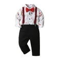 thumbnail image 1 of XXWXYD Toddler Boy Dressy Par𝗍y Outfit Set Bow Tie Shirt Overalls Pants Christmas Holiday Suit for Kids Boys, 1 of 3