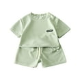 thumbnail image 1 of XXWXYD Toddler Boy Pocket Shorts Set 2PCS Solid T-Shirt Summer Clothes Kids Outfit Casual Playwear Breathable Cotton Elastic Waist, 1 of 9
