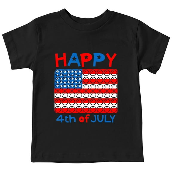 XXWXYD Toddler Boys' 4th of July USA Flag Graphic Tee Patriotic Fireworks Print Shirt American Independence Day Outfit Comfort Cotton T-Shirt for Toddler Kids (3-4 YearsBlack)