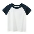 thumbnail image 1 of XXWXYD Toddler Boys Girls Color Block Crewneck Tee, Contrast Design Short Sleeve Cotton T-Shirt, Soft Playground Everyday Top 2T-6T, 1 of 2