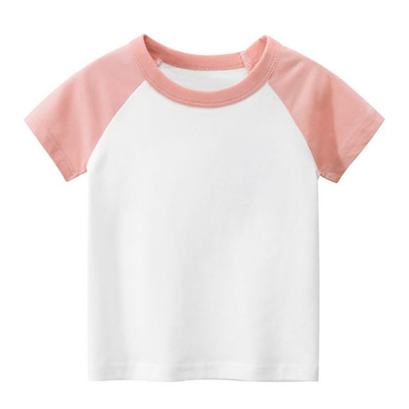 XXWXYD Toddler Boys Girls Color Block Crewneck Tee, Contrast Design Short Sleeve Cotton T-Shirt, Soft Playground Everyday Top 2T-6T