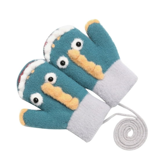 XXWXYD Toddler Boys Girls Dinosaur Winter Warm Knit Mittens String Kids Soft Thick Fleec𝖾 Lined Gloves Thermal Handwear Children Cold Weather No Lose Design