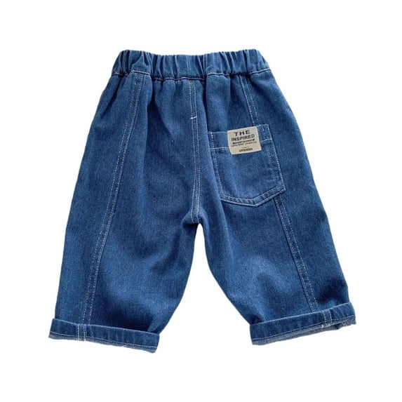 XXWXYD Toddler Boys Girls Elastic Waist Jeans Toddler Boys Baggy Jeans Loose Wide Leg Straight Elastic Waist Casual Denim Pants Summer Barrel Boy Clothes