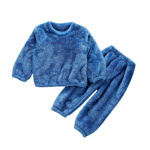 XXWXYD Toddler Boys Girls Winter 2-Piece 𝐏ajamas Set, Long Sleeve 𝐂artoon Print Sleepwear Tops and Pants, Warm Fleece PJ𝐒