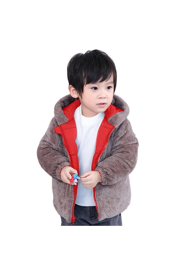Toddler Boys Girls Winter Coat, Bđť–ľar Ears Hooded Two-Wear Thicken Jacket, Windproof Zipper Warm Fleece Outerwear, Cute Pockets Soft Cozy Reversible