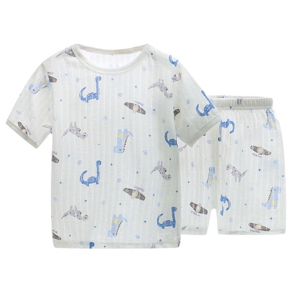 XXWXYD Toddler Boys Girls 𝐏ajamas Set 2PCS Soft Cotton Short Sleeve Shirt and Shorts Comfy Sleepwear Loungewear Baby Baby Sleep Outfit