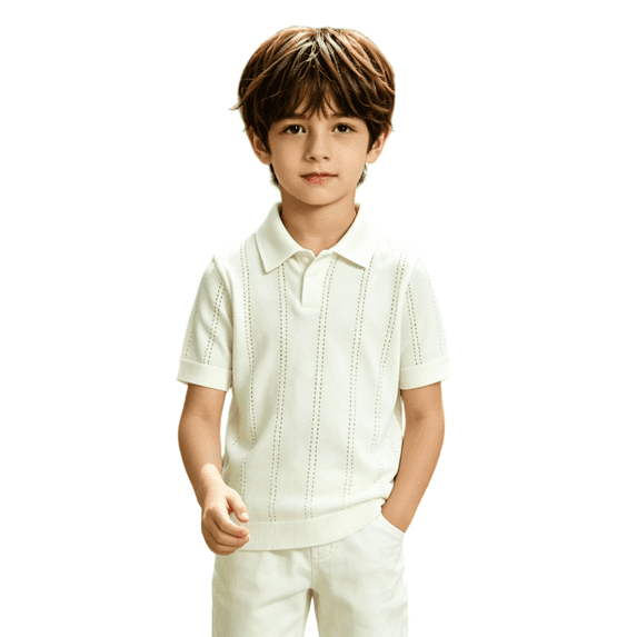XXWXYD Toddler Boys Hollow Knit Shirt Short Sleeve Collared Breathable Summer Tee Kids Soft Lightweight Basic Casual Top Toddler Girls Ribbed Knit Button up Collared Neck T Shirts