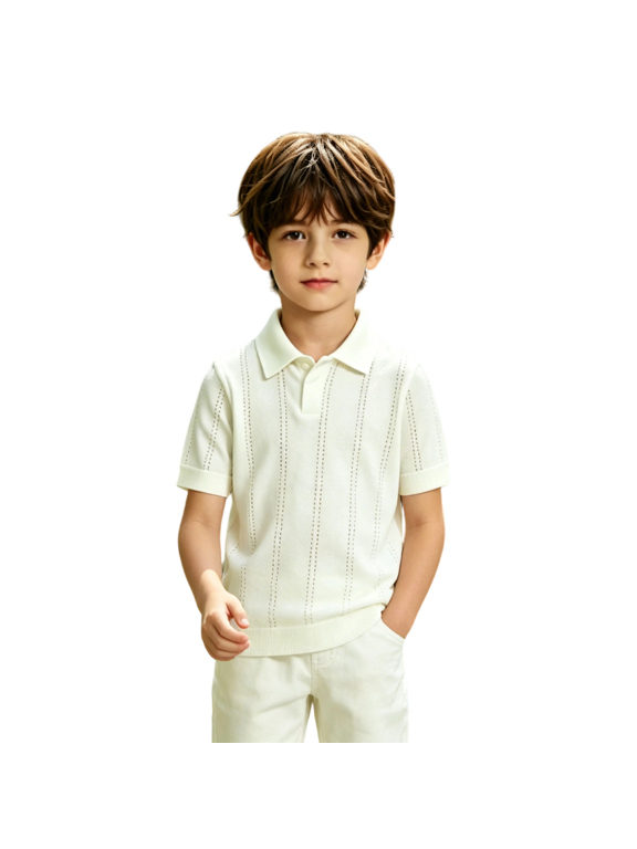 Toddler Boys Hollow Knit Shirt Short Sleeve Collared Breathable Summer Tee Kids Soft Lightweight Basic Casual Top Toddler Girls Ribbed Knit Button up Collared Neck T Shirts