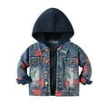 thumbnail image 1 of XXWXYD Toddler Boys Hooded Denim Jacket Ripped Jean Long Sleeve Button Down Spring Fall Casual Distressed Cowboy Outerwear, 1 of 8