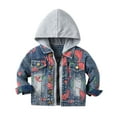 thumbnail image 1 of XXWXYD Toddler Boys Hooded Denim Jacket Ripped Jean Long Sleeve Button Down Spring Fall Casual Distressed Cowboy Outerwear, 1 of 6