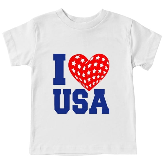 XXWXYD Toddler Boys' Patriotic USA Flag Tee I Love America Graphic Shirt 4th of July Outfit Red White Blue Patriotic Short Sleeve T-Shirt for Toddler Kids Independence Day (7-8 YearsWhite)