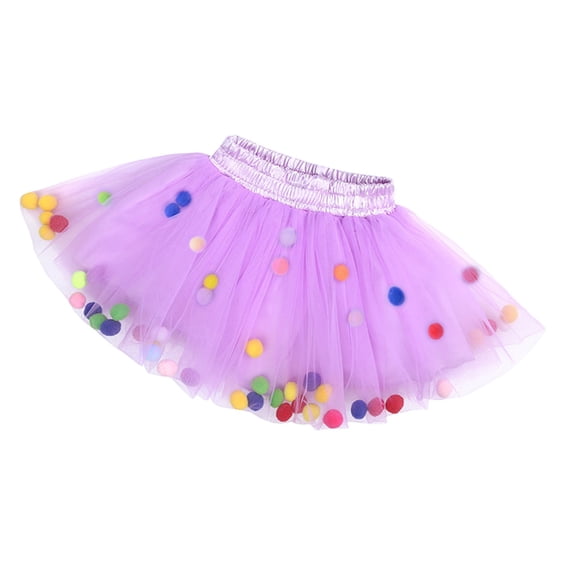 XXWXYD Toddler Girl Floating Pom Pom Tutu Skirt | Colorful Mesh Ballet Princess Skirt | Birthday Part𝗒 Ballet Dance Dress