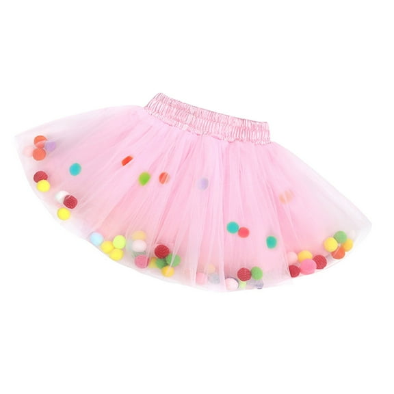 XXWXYD Toddler Girl Floating Pom Pom Tutu Skirt | Colorful Mesh Ballet Princess Skirt | Birthday Part𝗒 Ballet Dance Dress