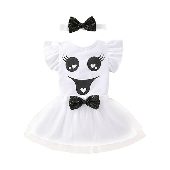 XXWXYD Toddler Girl Pumpkin Print T-Shirt and Tulle Skirt with Headband Set, Short Sleeve Halloween Outfit for 3-24 Months, Cute Baby Girl for Halloween Pa𝐫𝐭y