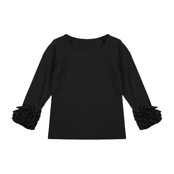 XXWXYD Toddler Girl Solid Color Base Shirt with Lace Long Sleeve Blouse Casual Loose Crew Neck for Casual Soft Comfortable Clothing(2Years,Black)