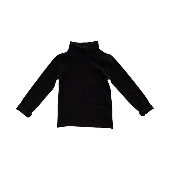 XXWXYD Toddler Girl Solid Color High Neck Warm Base Long Sleeve T Shirt Children's Casual Home Wear Base Top Basic Solid Color Blouse Outfit (5-6 Years,Black)