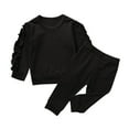 thumbnail image 1 of XXWXYD Toddler Girls Boys Fall Winter Outfit, Long Sleeve Solid Frill Tops and Pants Set Infant Kid Clothes Two Piece Casual Wear, 1 of 4