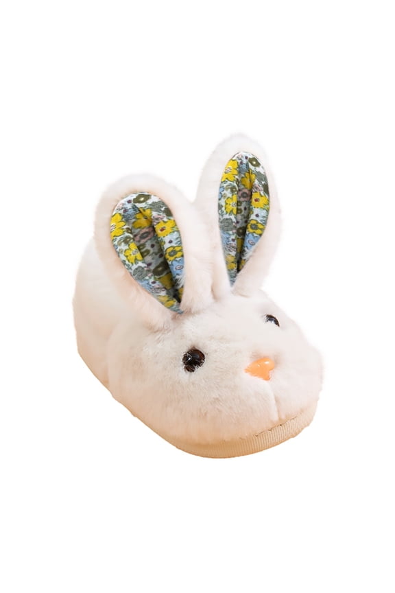 Toddler Girls Boys Fuzzy Plush Bunny Slippers Winter Warm Flece Indoor House Shoes Non-Slip Flat Sole 𝖢ozy Animal Design
