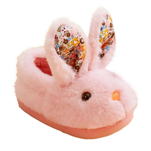 XXWXYD Toddler Girls Boys Fuzzy Plush Bunny Slippers Winter Warm Flece Indoor House Shoes Non-Slip Flat Sole 𝖢ozy Animal Design