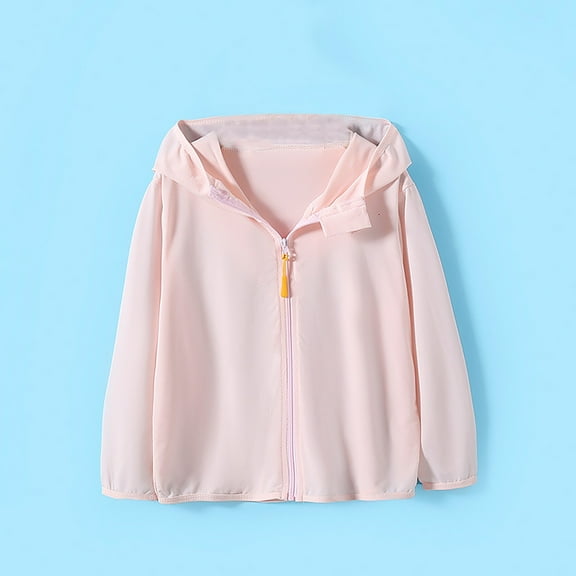 XXWXYD Toddler Girls Boys Hooded Zip Up Jacket Solid Color Ice Sun Protective Clothing Lightweight Outerwear Summer