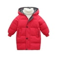 thumbnail image 1 of XXWXYD Toddler Girls Boys Long Hooded Down-Style Coat, Solid Color Heavyweight Winter Jacket with Zipper for Kids 1-8 Years | Windproof, 1 of 4