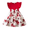 thumbnail image 1 of XXWXYD Toddler Girls Butterfly Floral Dress Ruffle Sleeve Round Neck Playful Short Dress Set Breathable Sleeveless Summer Outfit for Kids, 1 of 3