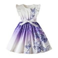 thumbnail image 1 of XXWXYD Toddler Girls Butterfly Floral Dress Ruffle Sleeve Round Neck Playful Short Dress Set Breathable Sleeveless Summer Outfit for Kids, 1 of 3