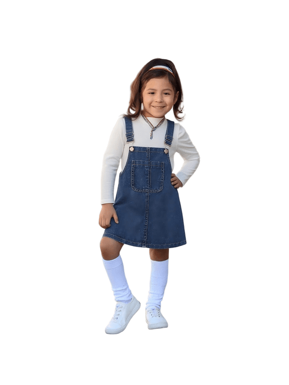 Toddler Girls Denim Overalls Dress Summer Wide Leg Adjustable Straps Pinafore Kids Cute Elastic Waist Casual Skirt Little Girl Denim Shortalls