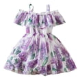 thumbnail image 1 of XXWXYD Toddler Girls Floral Chiffon Dress Off-Shoulder Ruffle Hem Tunic Casual Summer Outfit Breathable Twirl Dress with Elastic Neckline, 1 of 4