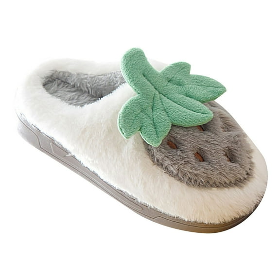 XXWXYD Toddler Girls Fruit Slippers Carton Print Flock Soft Sole Warm Winter House Shoes Non-Slip Cute Home Wear Footwear