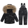thumbnail image 1 of XXWXYD Toddler Girls Snowsuit 2-Piece Set Hooded Down Jacket & Ski Bib Pants, Fau𝗑 Fu𝗋 Trim Winter Coat Windproof Snow Outfit for Kids, 1 of 3