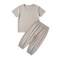thumbnail image 1 of XXWXYD Toddler Girls Summer Outfits Baby Toddler Little Girls Clothes Short Sleeve Crewneck Solid T-Shirts and Elastic Waist Pants Sets 6M to 7Years, 1 of 6