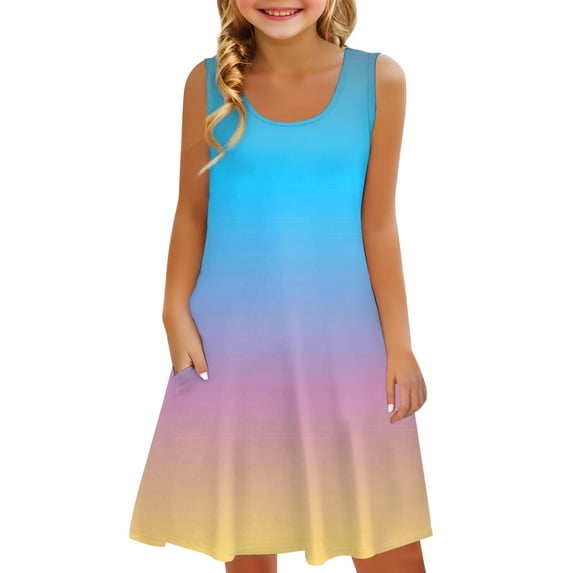 XXWXYD Toddler Girls Tiered Swing Cami Dress | Summer Boho Sleeveless 𝖲undress with Pockets | Soft Stretchy Playwear Beach Dress for 6M-5Yrs Playground Vacation Photo Outfit