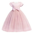 thumbnail image 1 of XXWXYD Toddler Girls Wedding Dress Short Sleeve Princess Polka Dots Mesh Flower Girl Bridesmaid Party Dress for Children, 1 of 7