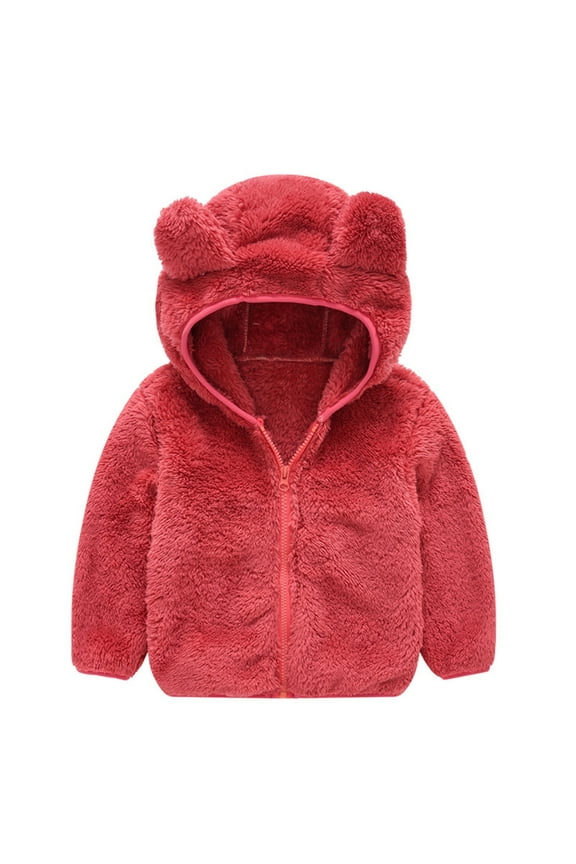 Toddler Hooded Fleece Jacket Teddy Bđť–ľar Coat Long Sleeve Zipper Winter Warm Windproof Puffy Outwear for Boys Girls Cozy Playtime