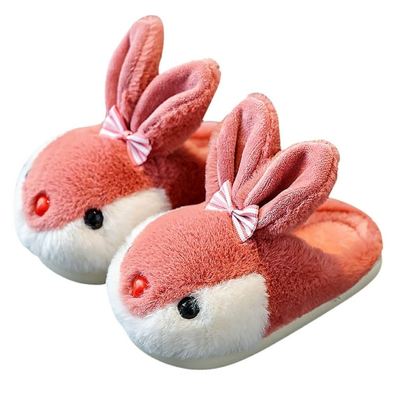 XXWXYD Toddler & Kids Bunny Plush Slippers Winter Warm Indoor House Shoes with Soft 𝖥oam Sole Non-Slip Cute Carton Design for Girls Boys