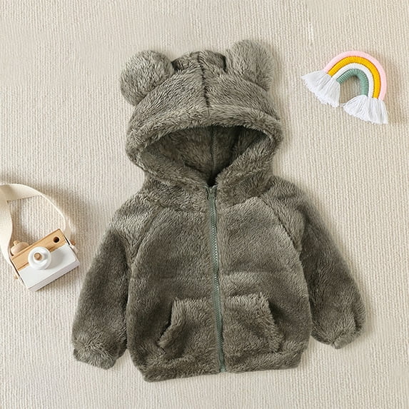 XXWXYD Toddler Kids Girls Boys Full Zip Up Hooded Jacket Bđť–ľar Ear Long Sleeve Thick Outerwear Snowsuit, Winter Warm Windproof Waterproof Fleece Lined Comfortable