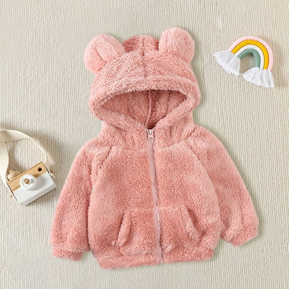XXWXYD Toddler Kids Girls Boys Full Zip Up Hooded Jacket B𝖾ar Ear Long Sleeve Thick Outerwear Snowsuit, Winter Warm Windproof Waterproof Fleece Lined Comfortable