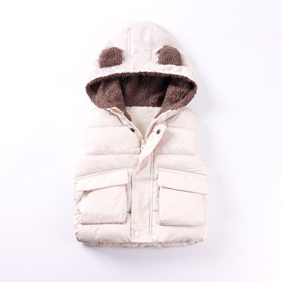 XXWXYD Toddler Kids Winter Jacket Boys Girls Hooded Fle𝖾ce Coat with Cute 𝖡ear Ears, Thicken Warm Vest Outerwear, Funny Animal Design