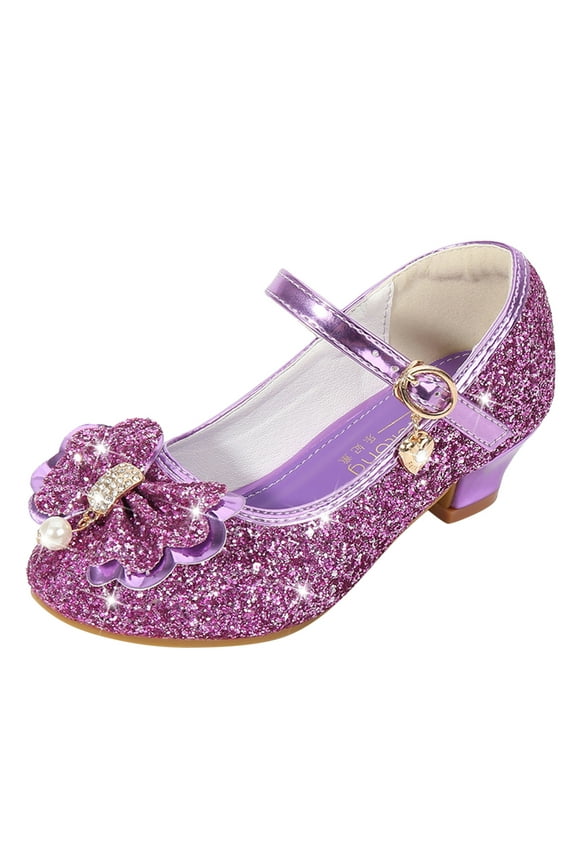 Toddler Little Kid Girls Dress Pumps Glitter Sequins Princess Bowknot Low Heels Party Dance Shoes Rhinestone Sandals for Toddler/Little/Big Kids(5 Years,Male)